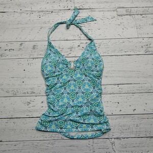 Helen Jon Shell Tankini Womens XS Blue‎ Green Lani Kai Swim Top Made in USA